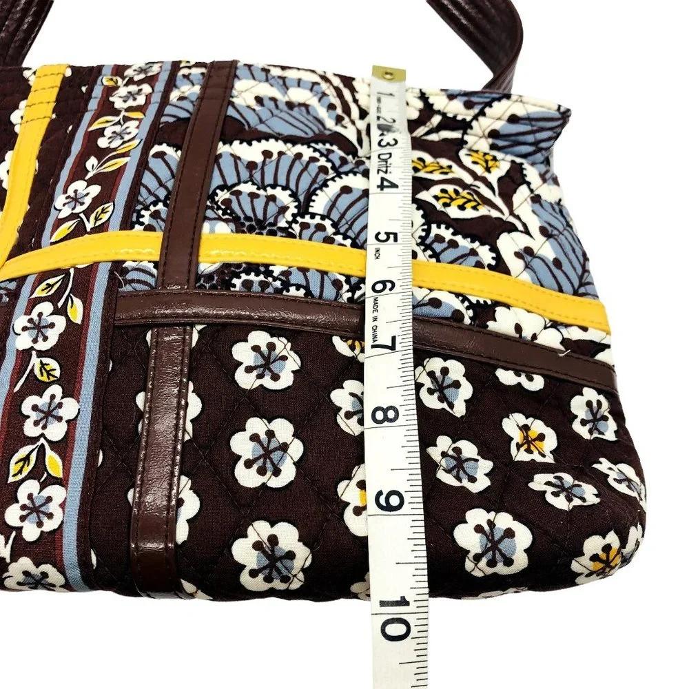 Vera Bradley Women's Tote Purse Slate Blooms Brown Yellow